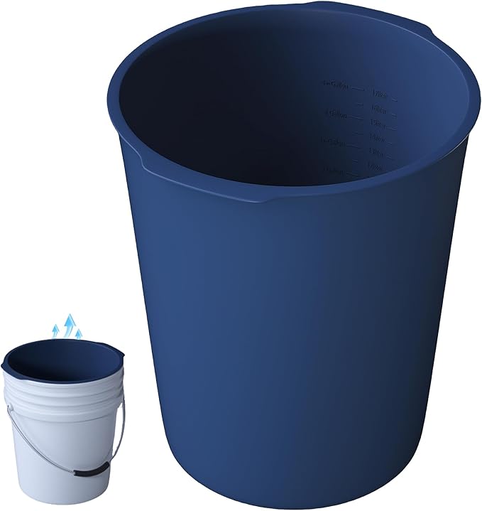 5 Gallon Reusable Bucket Liner, Leakproof Concrete Tools Durable Silicone Bucket Insert, Food Grade Container for Food Storage or Thanksgiving Turkey Brine Bucket, for Paint, Thinset, Ice (Dark Blue)