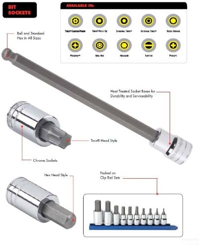 GEARWRENCH 1/4" & 3/8" Drive Torx Bit Socket Set 10 Pc.- 80722