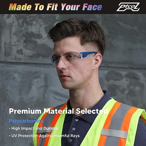 28 Pack Safety Glasses BLUE Frame (Bulk Pack of 24+4) Unisex Clear Anti-Scratch Protective Goggles Impact Resistant Lens Eyewear with ANSI Z87.1 Certified for Construction, Shooting and Laboratory