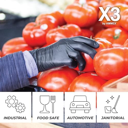 X3 Nitrile Disposable Gloves Latex Free 3 mil Black for Cooking Food Prep