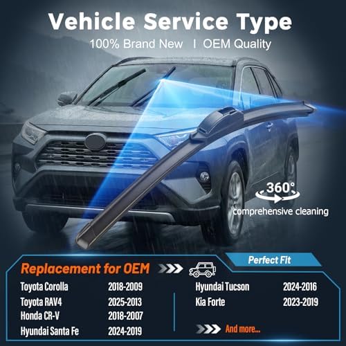 AUTOBOO PLUS 26" + 16" All-Season Windshield Wiper Blades (Pack of 2)