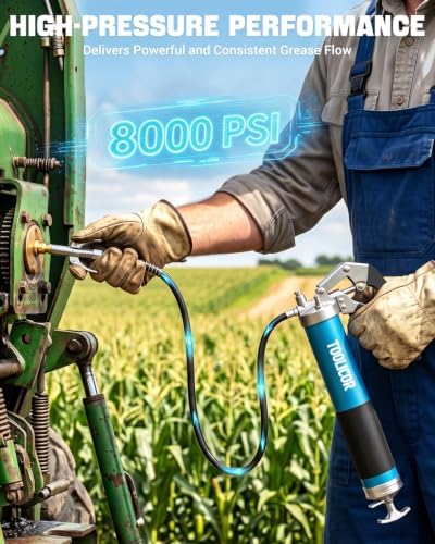 8000 PSI Grease Gun Kit, Manual Pistol Grip Grease Gun with 14oz Capacity