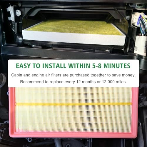 Capume 2PCS Cabin Engine Air Filter Kit JM5Q0 JM9620 Fits for 2018-2025 2026 Atlas, 2020-2025 2026 Atlas Cross Sport, Replacement for 5Q0-819-653, CF11643, 3QF129620
