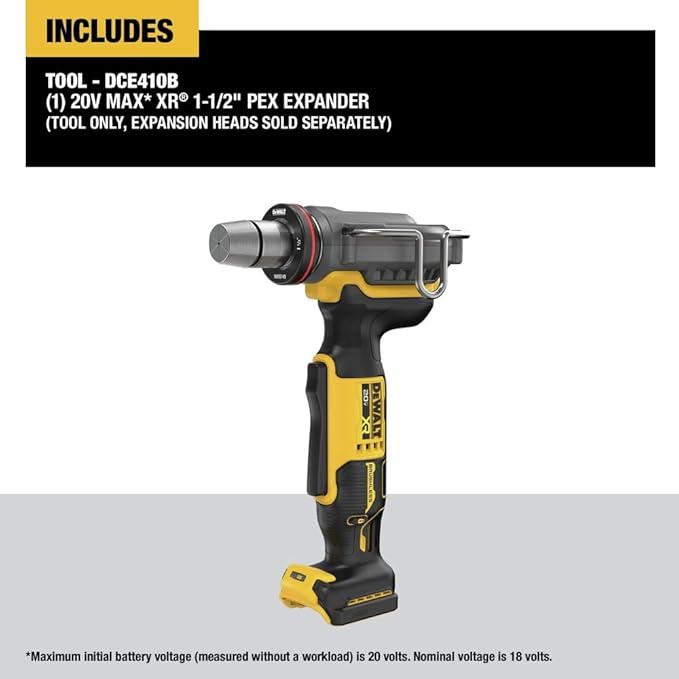 DEWALT 20V MAX XR PEX Expander Tool, 3/8" to 1-1/2" Expansion, Bare Tool Only (DCE410B)