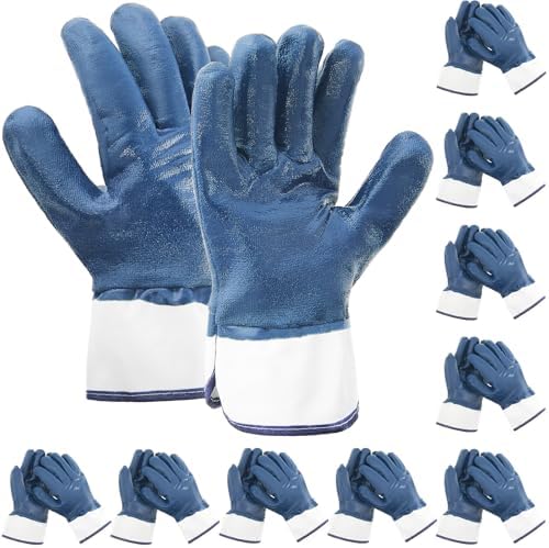Teenyyou 5/10/15/20/25 Pair Nitrile Coated Oil Work Gloves