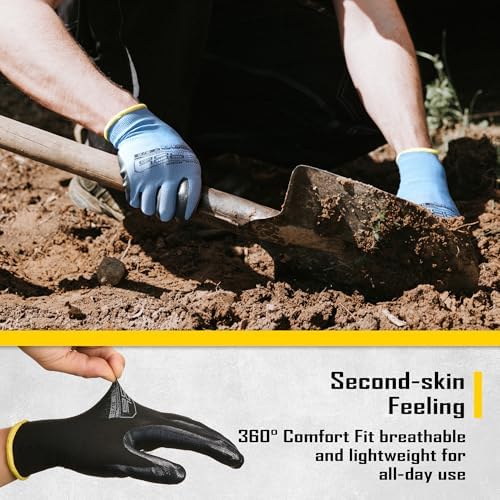 COOLJOB 10/20 Pair Safety Work Gloves for Men Women Non-slip, Nitrile Rubber Coated Working Garden Yard Gloves Bulk with Grip