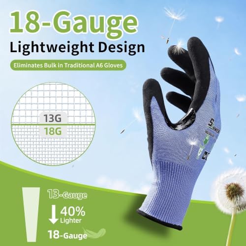 Schwer 2 Pairs Air-Skin A6 Cut Resistant Work Gloves, AR3902, S