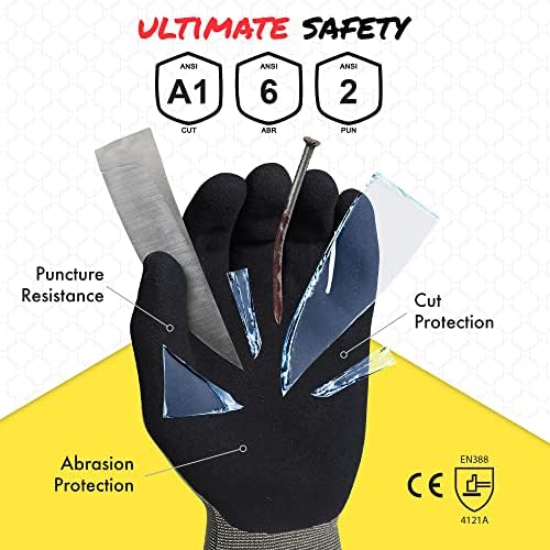 Quest Cut Resistant Work Gloves, ANSI A1, X-Large, Pack of 1