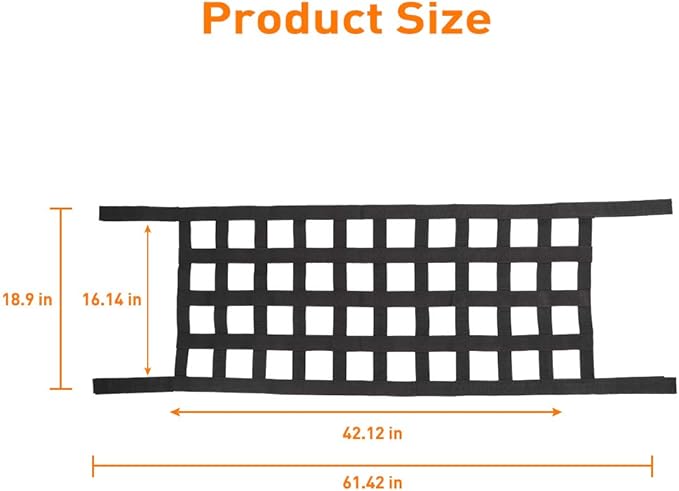 Savadicar Mesh Cargo Net Roof Top Netting Hammock for 1987-2024 Jeep Wrangler YJ TJ JK JL & Gladiator JT, Black
