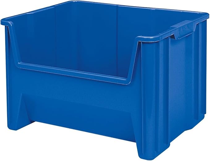 Akro-Mils 13017 Stak-N-Store Heavy Duty Stackable Open Front Plastic Storage Container Bin, (15" x 20" x 12-1/2"), Blue, (3-Pack)