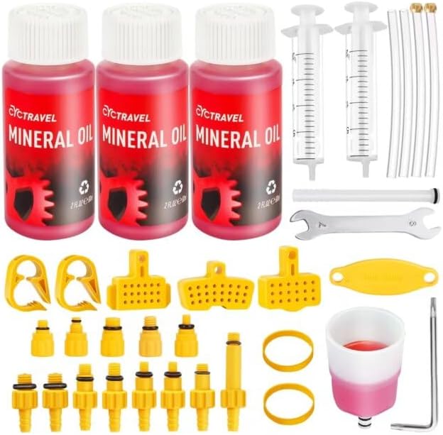 Brake Bleed Kit for Shimano, TEKTRO, TRP Hydraulic Disc Brakes, Mountain Brake Bleed Kit Including High Performance Mineral Oil Brake Fluid.