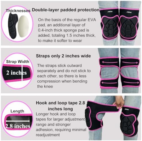 Working Knee Pads for Men Women, Soft & Adjustable, Pink M, 1 Pair