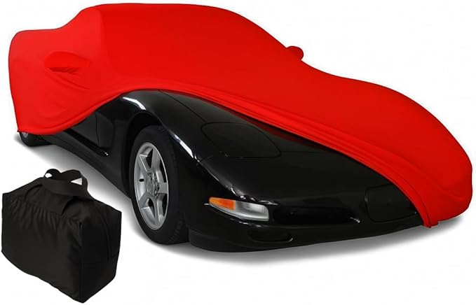 C5 Corvette Indoor Car Cover - Custom Fit Ultraguard Stretch Satin - The Ultimate High End Fit with Storage Bag for 1997-2004 C5, Z06, Convertible, Hardtop Corvettes (Red)