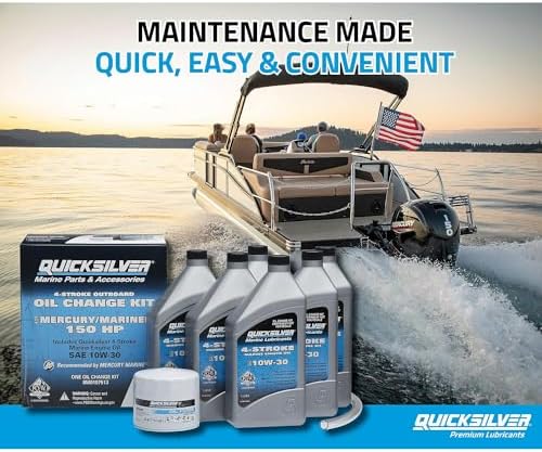 Quicksilver 4-Stroke Oil Change Kit – for Mercury Outboard Engines – 15, 20, 25, 30, 40, 50, 60, 75, 90, 115, 150, 175, 200, 225, 250, 300, 350, 400 HP