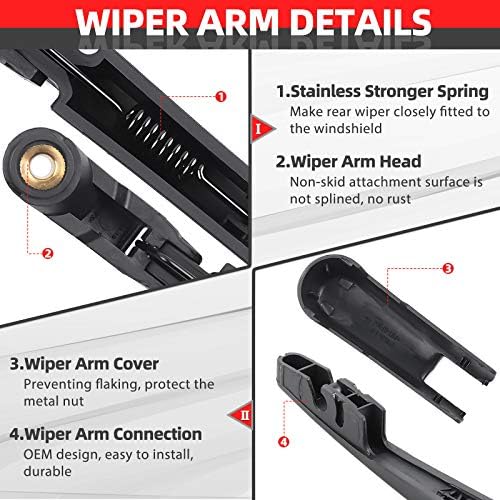 OTUAYAUTO Rear Windshield Wiper Arm Blade Kits - Replacement for 2003-2008 Honda Pilot Factory Style Accessories Parts OEM: 76740-S9V-A01