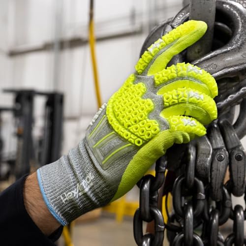 HexArmor Helix Impact Resistant & A1-A9 Cut-Resistant Work Gloves – High-Dexterity Nitrile Grip Industrial Safety Gloves