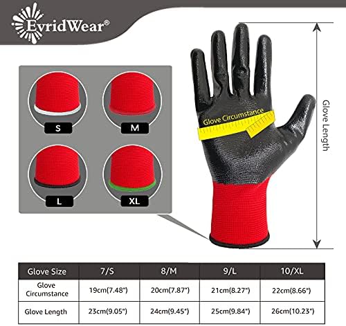 Evridwear Nitrile Coated Work Gloves for Men & Women