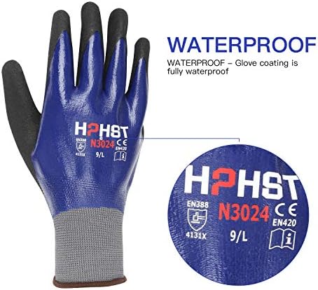 Waterproof Work Gloves,Winter Work Heavy Duty Oil Resistant Gardening with Nitrile Coating