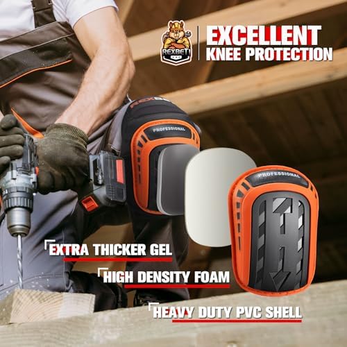 REXBETI Knee Pads for Men, Anti-slip Construction Gel Knee Pads for Work