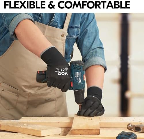 Vgo... 15Pairs PU Coated Safety Work Gloves,Gardening Gloves (PU2103,M)