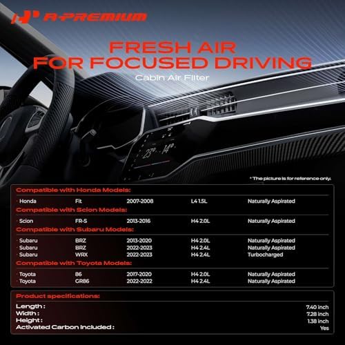 A-Premium Cabin Air Filter w/Activated Carbon Compatible with Honda, Scion