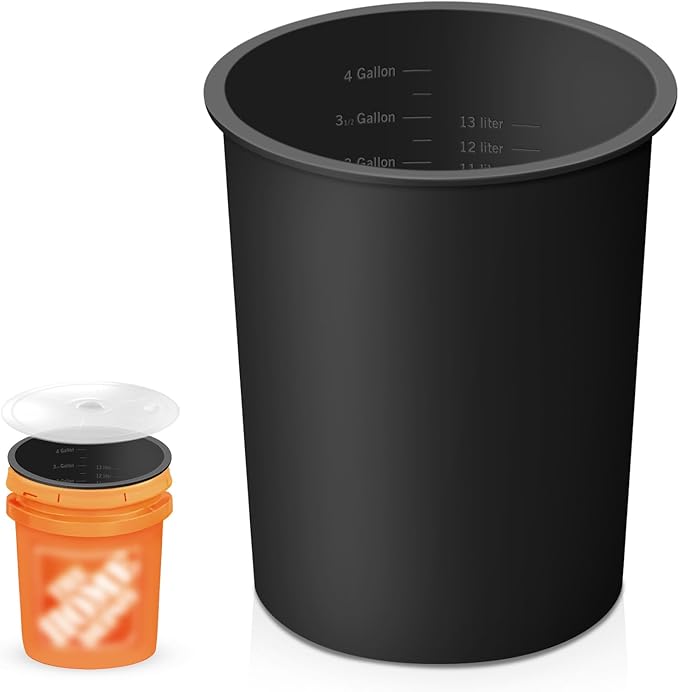 4mm Thick Silicone Bucket Liner for 5 Gallon Buckets, Leakproof Concrete Mixing Liner with Measurements, Reusable Heavy Duty Insert for Thinset, Grout, Mortar & Paint