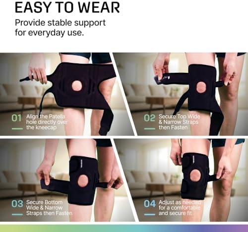 Modvel Knee Brace with Side Stabilizers & Patella Gel Pads for Pain Relief and Joint Support Breathable, Non-Slip Compression Sleeve for Men & Women, Arthritis, Meniscus, ACL Recovery