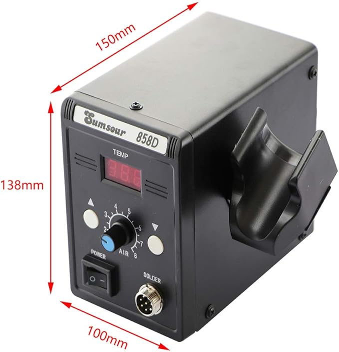 Hot Air Heat Soldering Gun 858D 700W 110V BGA Rework Solder Desoldering Station For SMD Welding Repair Tools Kit (Black 858D SET-3)
