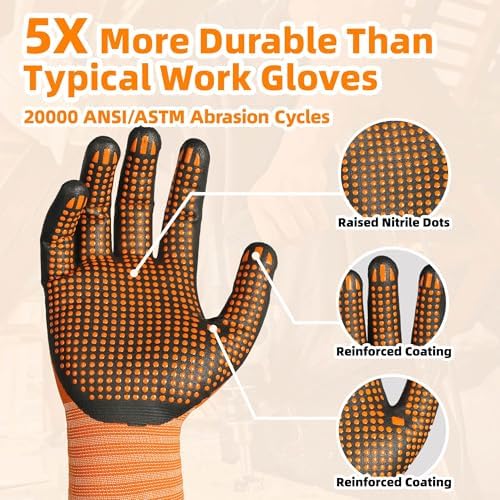 Schwer 3 Pairs Safety Work Gloves, MicroDot Abrasion & Grip, LT5619, XL