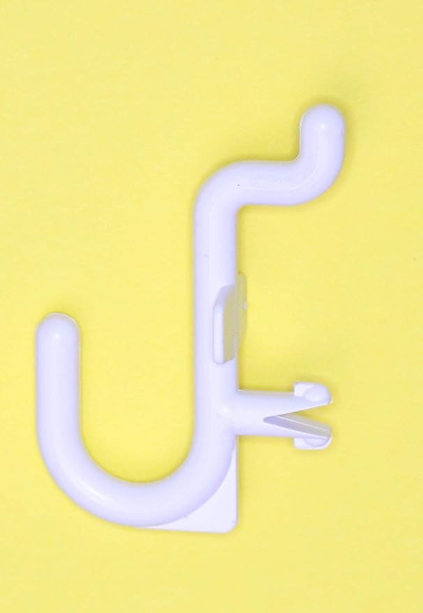 JSP Manufacturing Peg Board Plastic J Hook Style Hooks | Garage Tool Storage Craft Hooks Pegboard Asscessories (50, White)