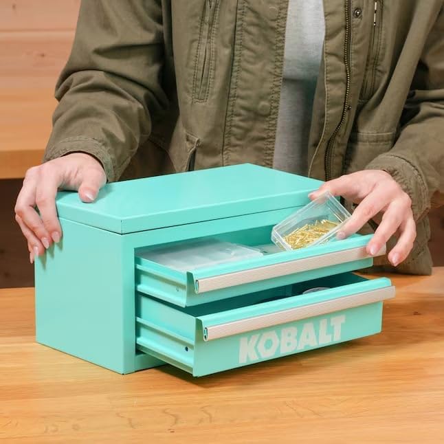 Mini 2-Drawer Steel Tool Box Teal Color