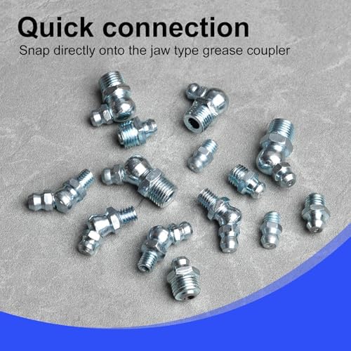 260 PCS SAE & Metric Grease Fittings Kit - Hydraulic Zerk Assortment 1/4" 1/8" M6 M8 M10 with Straight, 45°, and 90° Degree Heads for Automotive and Industrial Use, Galvanized Steel Set