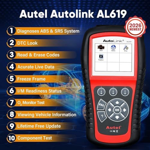 Autel AutoLink AL619 OBD2 Scanner, ABS SRS Warning Light Diagnostic Tool