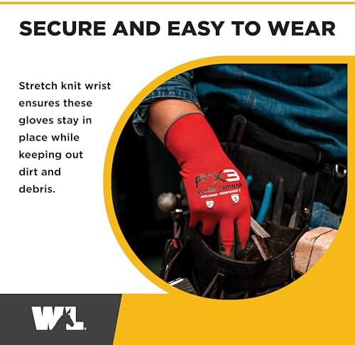 Wells Lamont Men's FX3 Nitrile Coated Grip Work Gloves, Red, Small