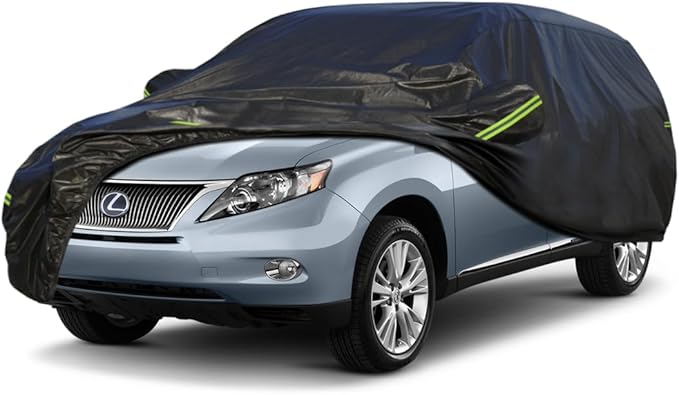 KouKou Waterproof SUV Car Cover Suitable for Lexus RX from 1997 to 2015, 7 Layers Windproof All Weather Waterproof Outdoor Cover Sun Rain UV Dust Snow Protection. Black