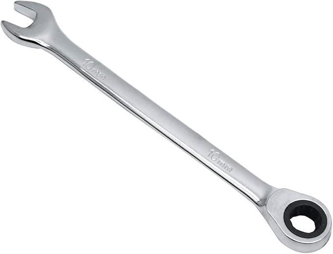 2 Pcs 10mm Ratchet Wrench Metric Ratcheting Wrench Set with 5° Movement and Hardened & 72 Teeth for Projects Metric Tight Spaces