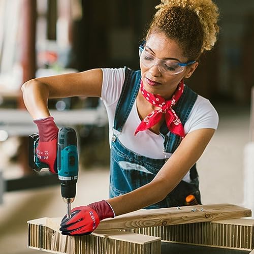 Work Gloves for Men-12 Pairs, Nitrile Coated Work Gloves with Grip, Touchscreen & Oil Resistant Gloves