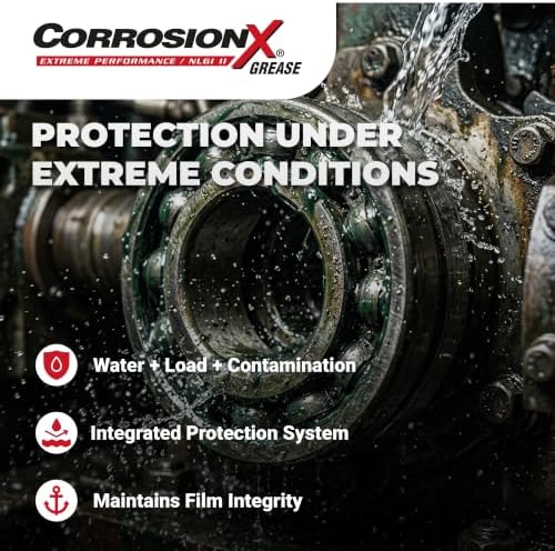 CorrosionX Grease, NLGI #2 Overbased Calcium Sulfonate Complex Grease, Saltwater Resistant Extreme Pressure Lubricant for Marine, Automotive & Industrial Applications, 15oz Tube
