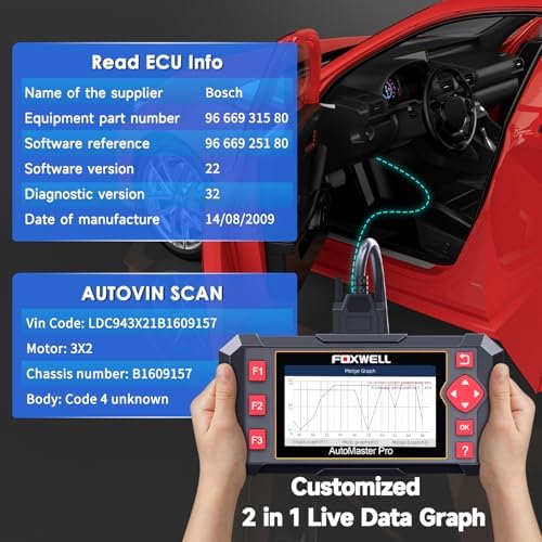 FOXWELL OBD2 Scanner Diagnostic Tool NT604, ABS/SRS/Transmission/Check Engine Code Reader for Cars and Trucks, 2026 diagnostic scanner for all vehicles, EN/ES Ver., Lifetime Update, Live Data, AutoVIN