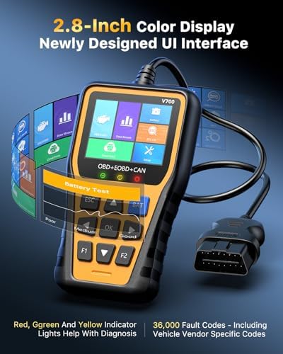 OBD2 Scanner Car Code Reader Support Voltage Test Plug and Play Fixd Car CAN Diagnostic Scan Tool Read and Clear Engine Error Codes for All OBDII Protocol Vehicles Since 1996（Yellow）