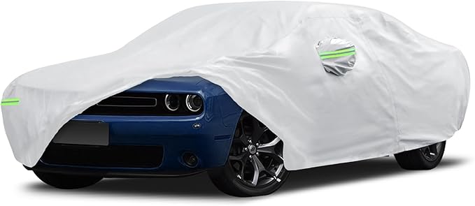Car Cover Custom Fit for Dodge Challenger 2008-2026, Migaven Waterproof Full Exterior Cover Sun Rain Protection with Door Zipper and Cotton Lining