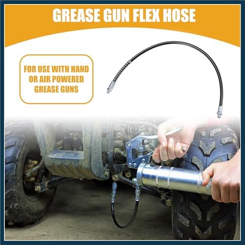 2 Pcs 31 Inch Universal 1/8" NPT Grease Gun Flex Hose - Trailer Flex Grease Hose Extension Non-Slip - Metal Black Automotive Parts