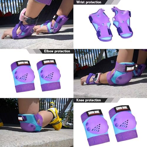 Kids Protective Gear Knee Pads Elbow Pads & Wrist Guards for Roller Skating