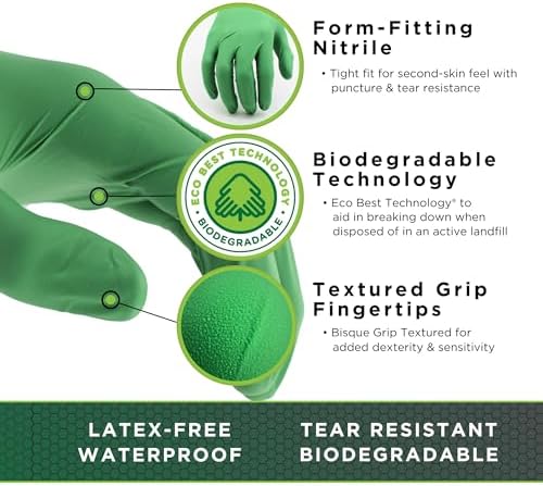 SHOWA 6110PF Nitrile Disposable Gloves, 4 Mil, Medium (1 Box/100 Gloves)
