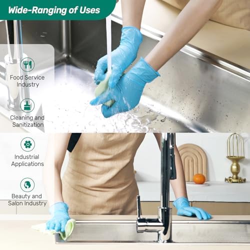 Kebada D1 Blue Disposable Nitrile Gloves, 100% Food Safe, 1000 Count
