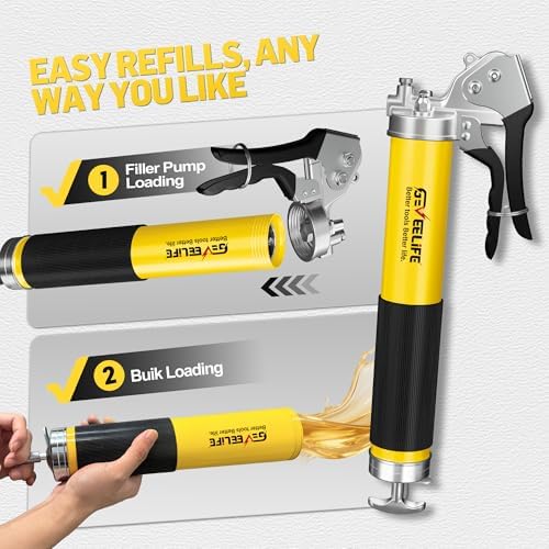 GEVEELIFE Grease Gun Kit, 10000PSI, 14oz, Pistol Grip, 4 Versatile Couplers
