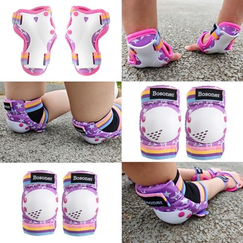 BOSONER Kids/Youth Knee Pad Elbow Pads for Roller Skates Cycling BMX Bike Skateboard Inline Rollerblading, Skating Skatings Scooter Riding Sports