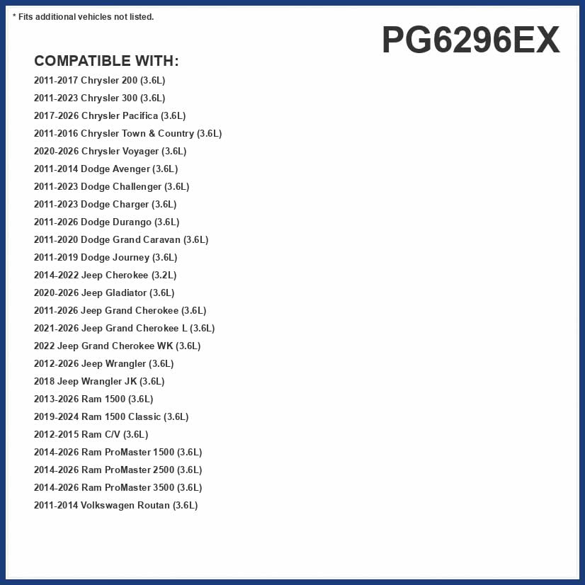 PG PG6296EX Extended Performance Oil Filter | Fits 2011-2025 Jeep Grand Cherokee 3.6L; 2012-2026 Wrangler 3.6L; 2014-2022 Cherokee 3.2L