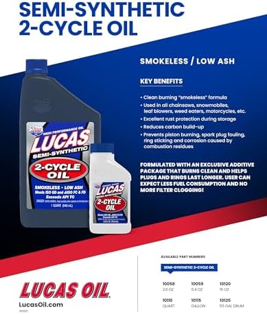 Lucas Oil 10058 Semi-Synthetic 2-Cycle Oil - 2.6 fl oz.