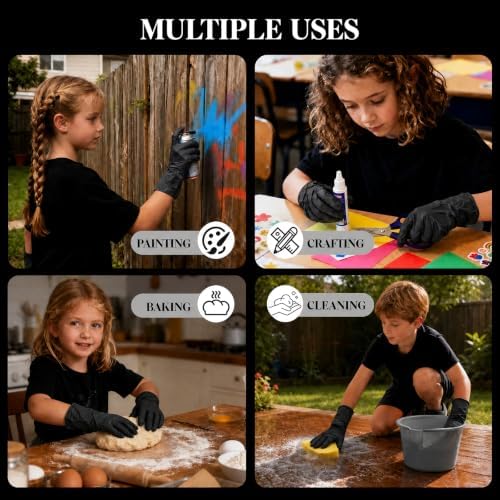 Kids Disposable Gloves, 5-Mil Safe Black Nitrile, Small, 50Ct